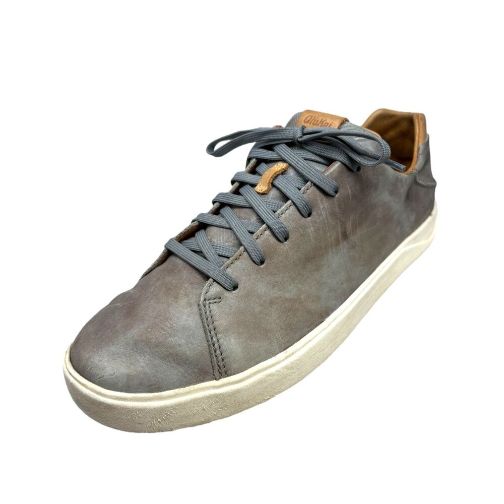 OluKai Lae Ahi Li Ili Marbled Gray Waterproof‎ Leather Lace Up Sneakers